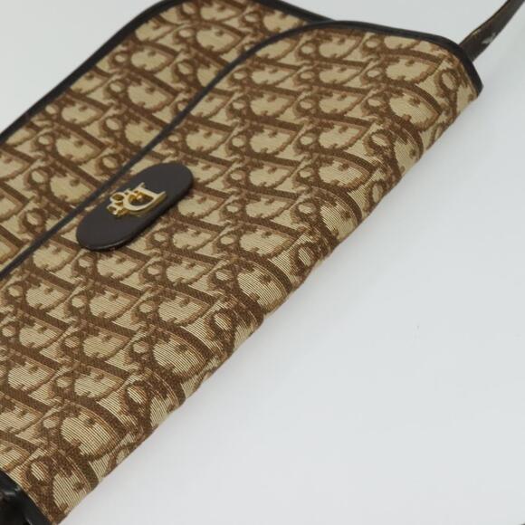DIOR Trotter Canvas Shoulder Bag Brown Gold - Picture 6 of 12